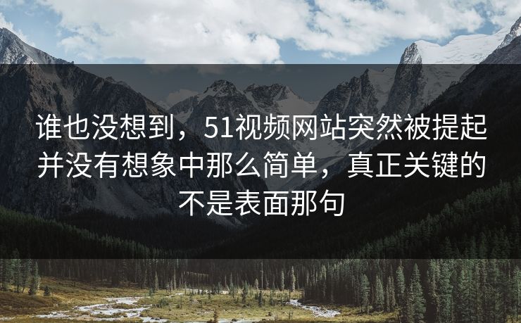 谁也没想到，51视频网站突然被提起并没有想象中那么简单，真正关键的不是表面那句
