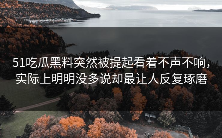 51吃瓜黑料突然被提起看着不声不响，实际上明明没多说却最让人反复琢磨
