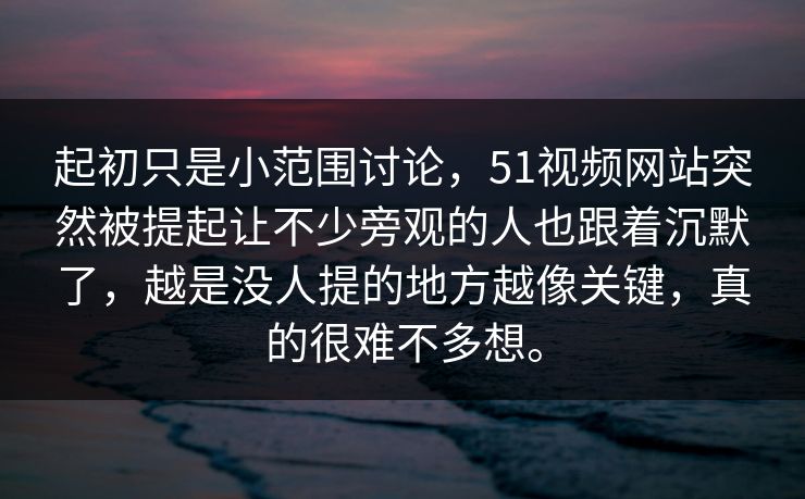 起初只是小范围讨论，51视频网站突然被提起让不少旁观的人也跟着沉默了，越是没人提的地方越像关键，真的很难不多想。