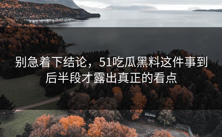 别急着下结论，51吃瓜黑料这件事到后半段才露出真正的看点