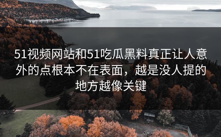 51视频网站和51吃瓜黑料真正让人意外的点根本不在表面，越是没人提的地方越像关键