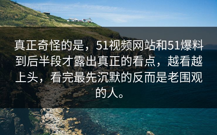 真正奇怪的是，51视频网站和51爆料到后半段才露出真正的看点，越看越上头，看完最先沉默的反而是老围观的人。