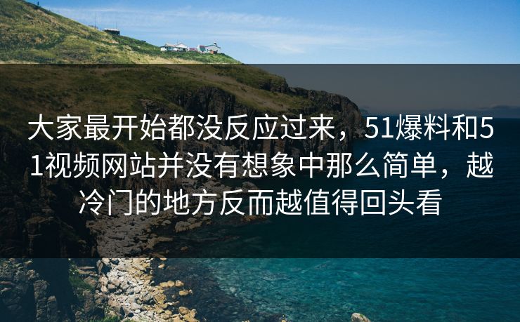 大家最开始都没反应过来，51爆料和51视频网站并没有想象中那么简单，越冷门的地方反而越值得回头看