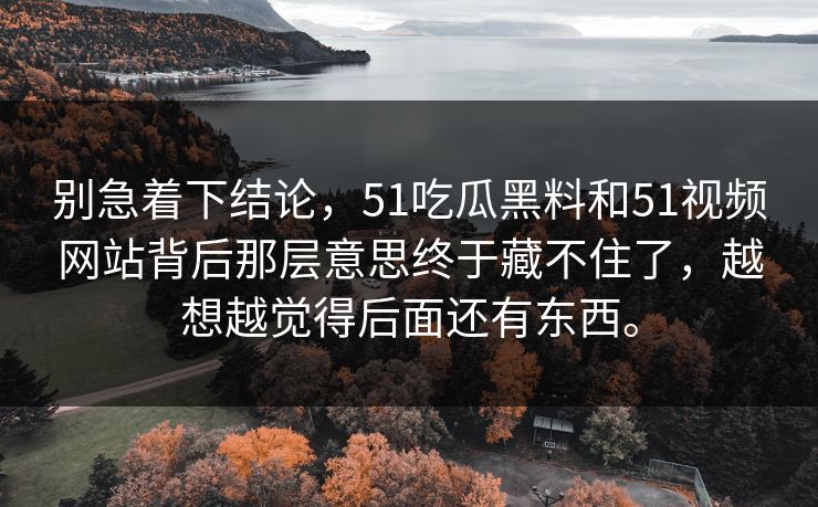别急着下结论，51吃瓜黑料和51视频网站背后那层意思终于藏不住了，越想越觉得后面还有东西。