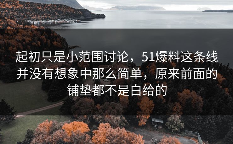 起初只是小范围讨论，51爆料这条线并没有想象中那么简单，原来前面的铺垫都不是白给的