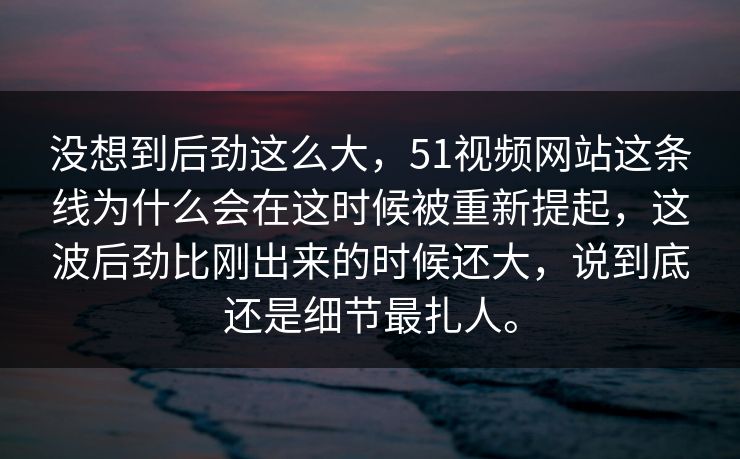 没想到后劲这么大，51视频网站这条线为什么会在这时候被重新提起，这波后劲比刚出来的时候还大，说到底还是细节最扎人。