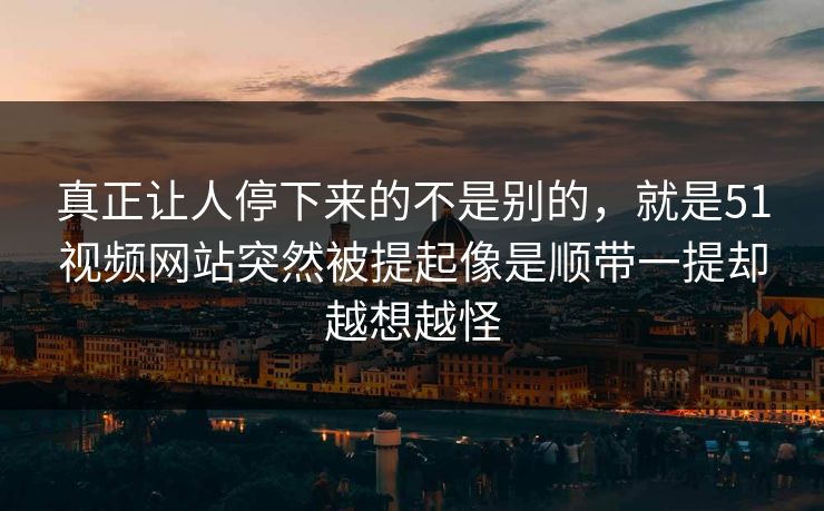 真正让人停下来的不是别的，就是51视频网站突然被提起像是顺带一提却越想越怪