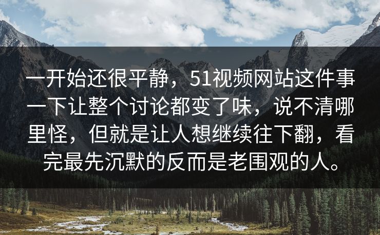 一开始还很平静，51视频网站这件事一下让整个讨论都变了味，说不清哪里怪，但就是让人想继续往下翻，看完最先沉默的反而是老围观的人。