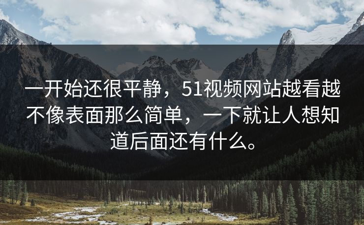 一开始还很平静，51视频网站越看越不像表面那么简单，一下就让人想知道后面还有什么。
