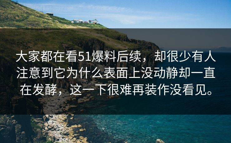 大家都在看51爆料后续，却很少有人注意到它为什么表面上没动静却一直在发酵，这一下很难再装作没看见。