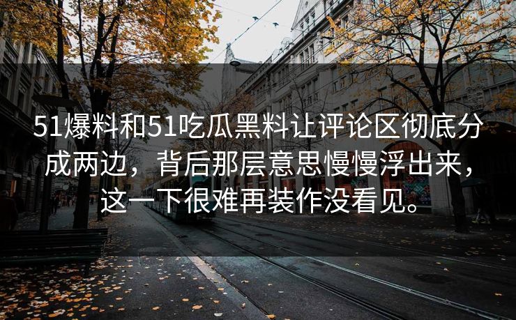 51爆料和51吃瓜黑料让评论区彻底分成两边，背后那层意思慢慢浮出来，这一下很难再装作没看见。