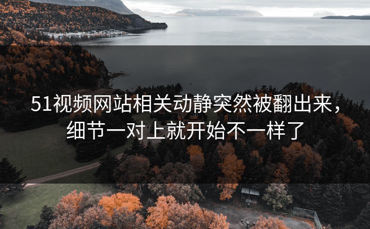 51视频网站相关动静突然被翻出来，细节一对上就开始不一样了