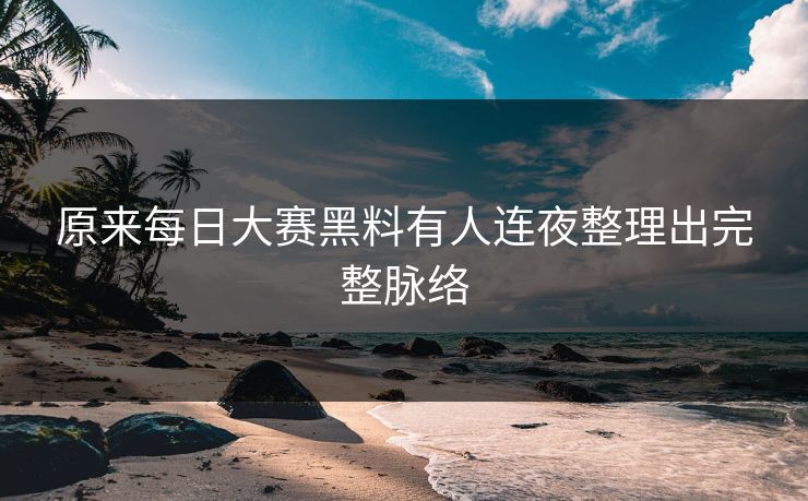原来每日大赛黑料有人连夜整理出完整脉络